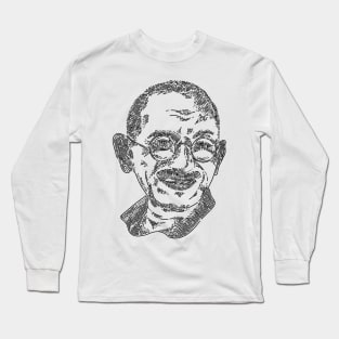 Mahatma Gandi Line Art Long Sleeve T-Shirt